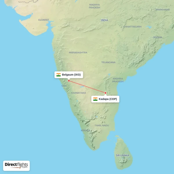 Kadapa - Belgaum direct flight map