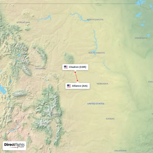Chadron - Alliance direct flight map