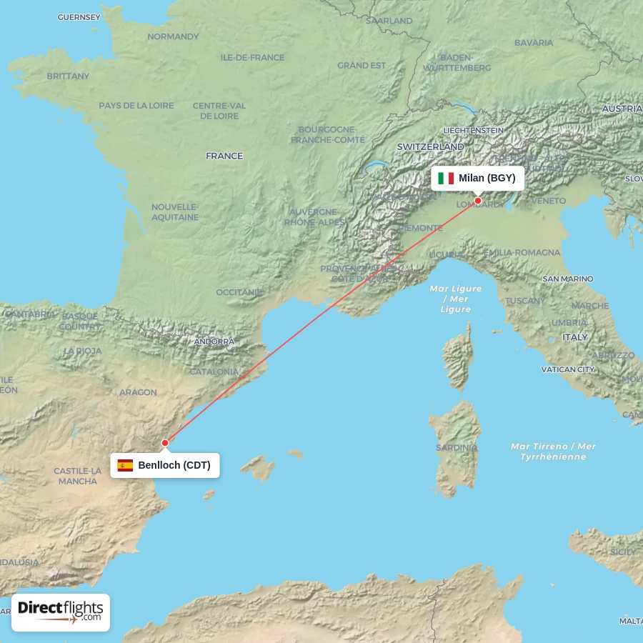 CDT - BGY route map