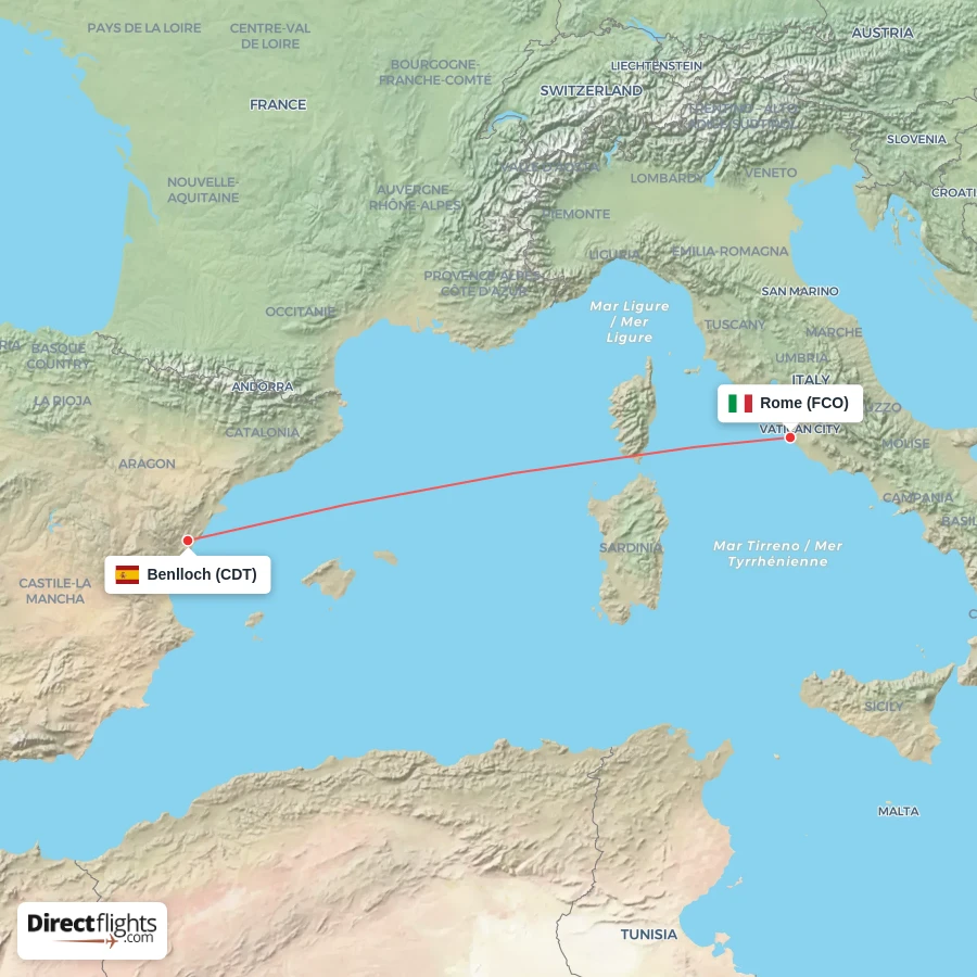CDT - FCO route map
