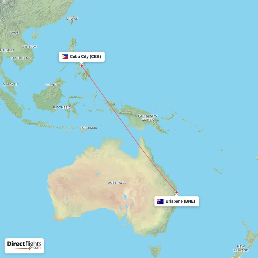 CEB - BNE route map
