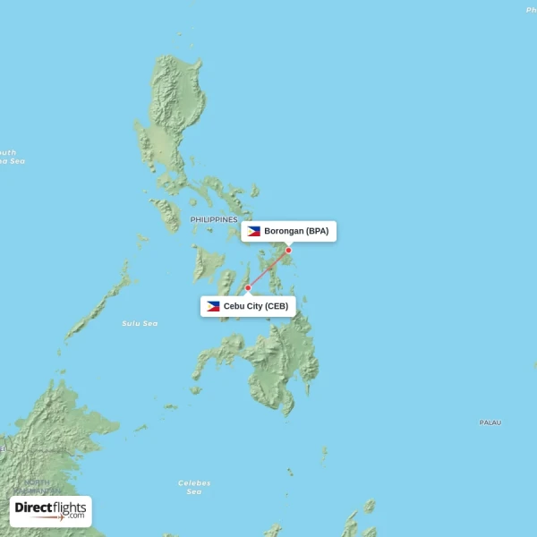 Cebu City - Borongan direct flight map