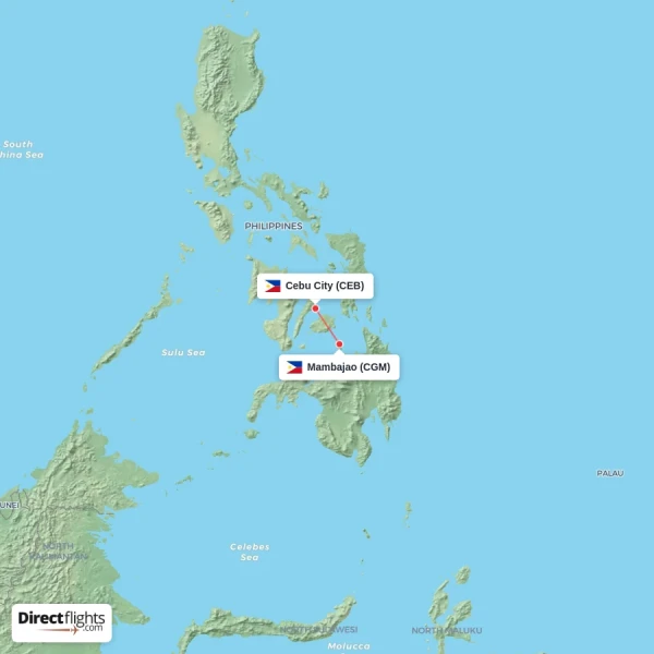Cebu City - Mambajao direct flight map