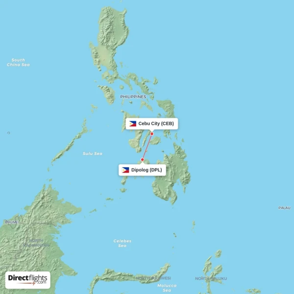 Cebu City - Dipolog direct flight map