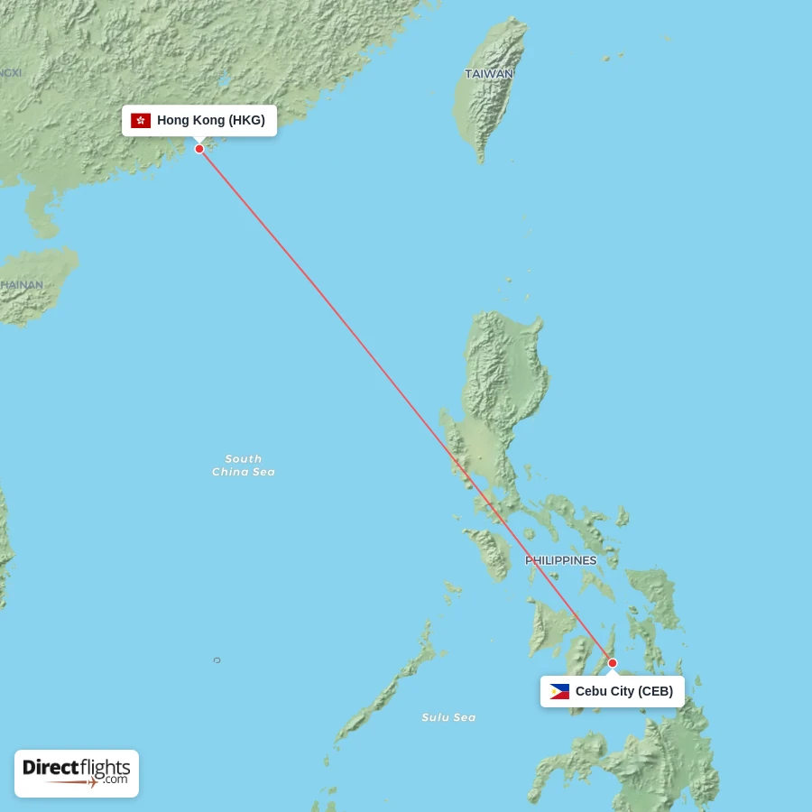 CEB - HKG route map