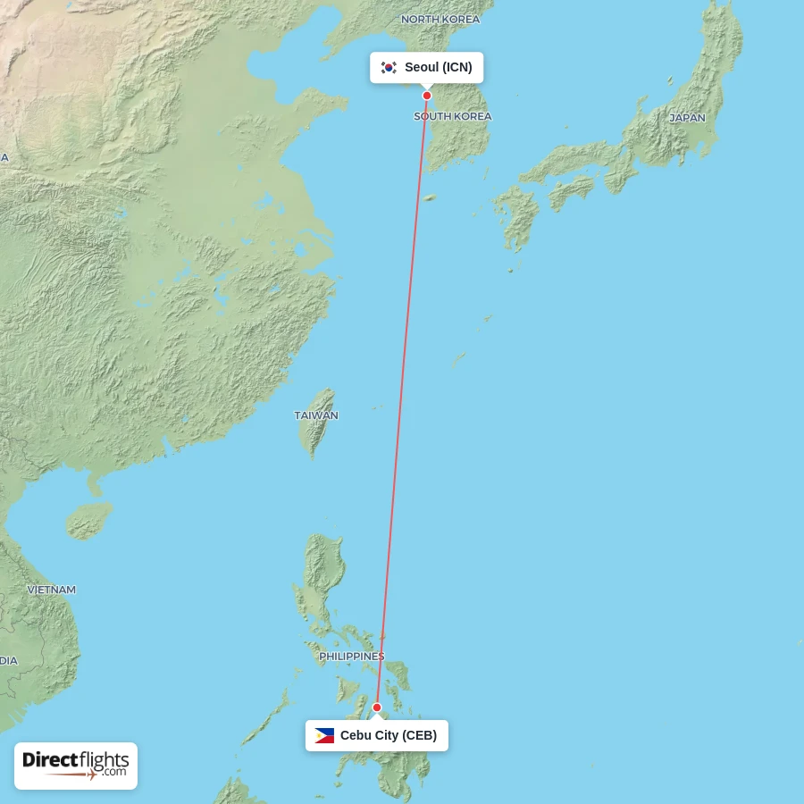 CEB - ICN route map