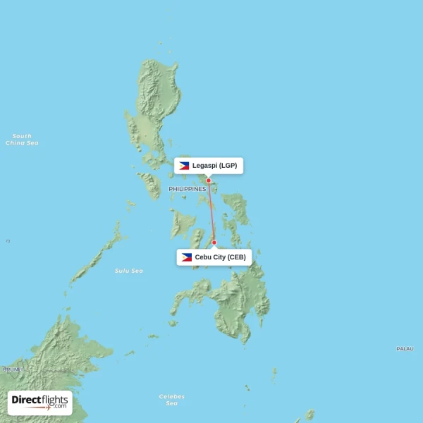 Cebu City - Legaspi direct flight map