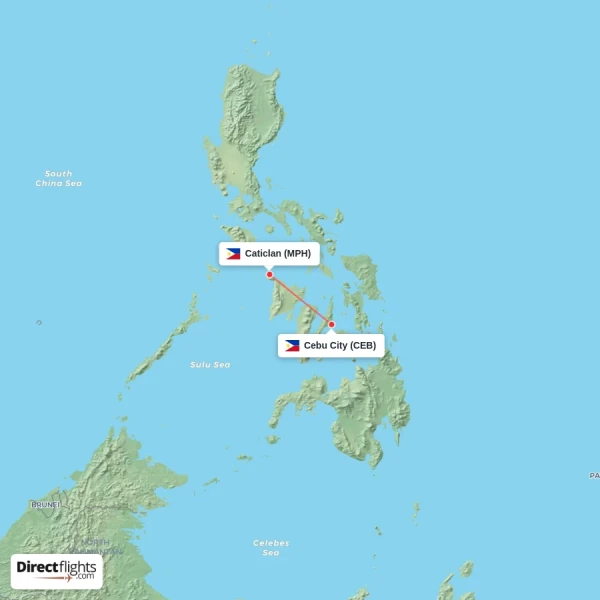 Cebu City - Caticlan direct flight map
