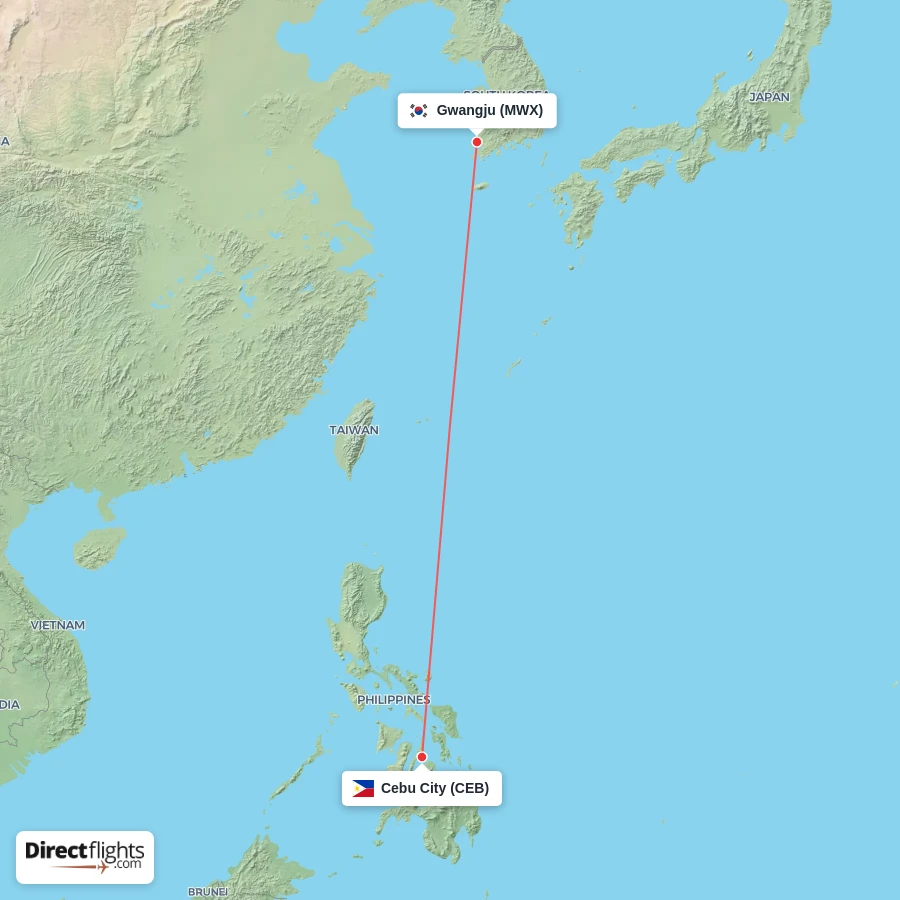 CEB - MWX route map