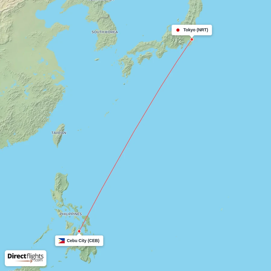 CEB - NRT route map
