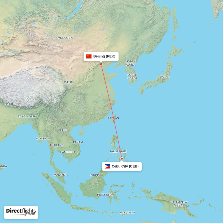 CEB - PEK route map