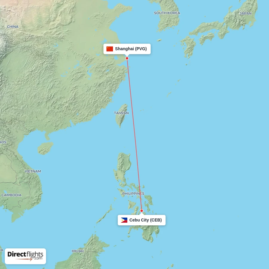 CEB - PVG route map