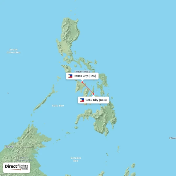 Cebu City - Roxas City direct flight map