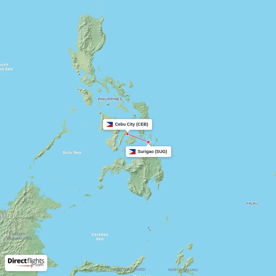 CEB - SUG route map