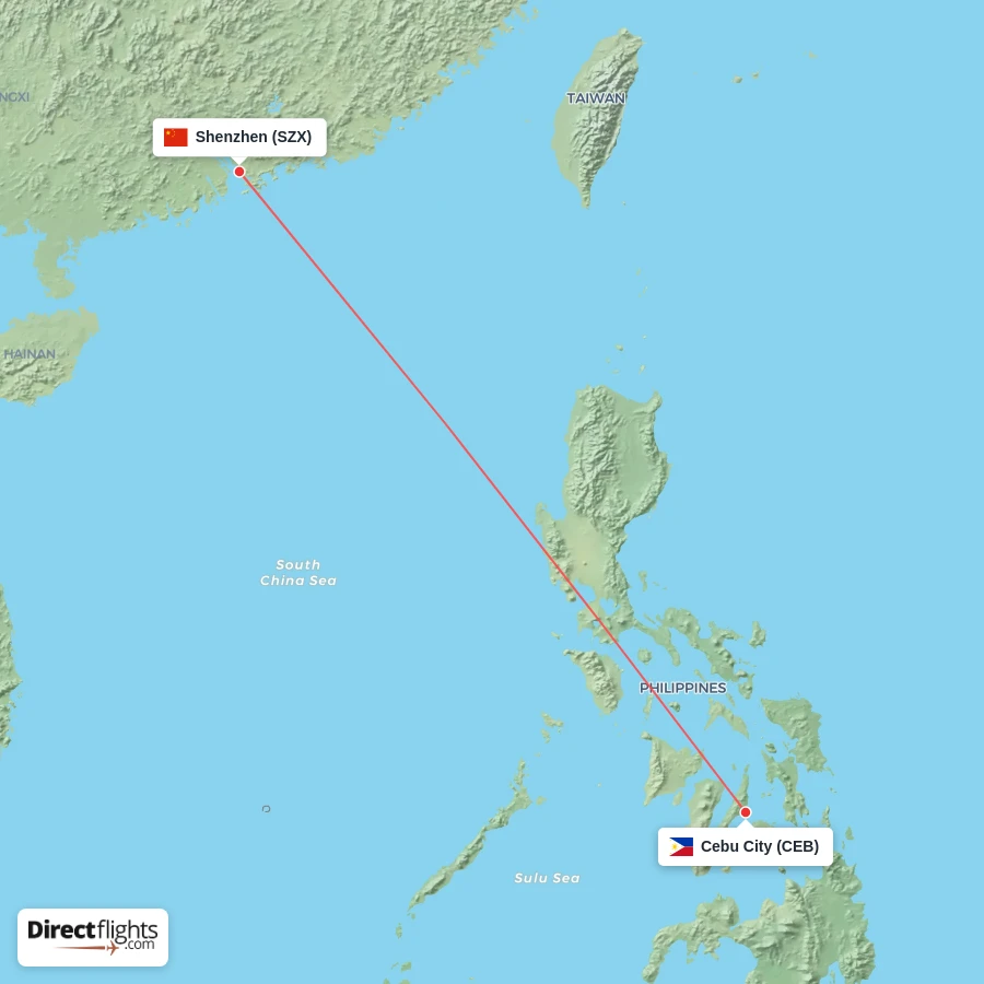 CEB - SZX route map