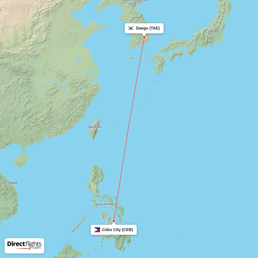 CEB - TAE route map