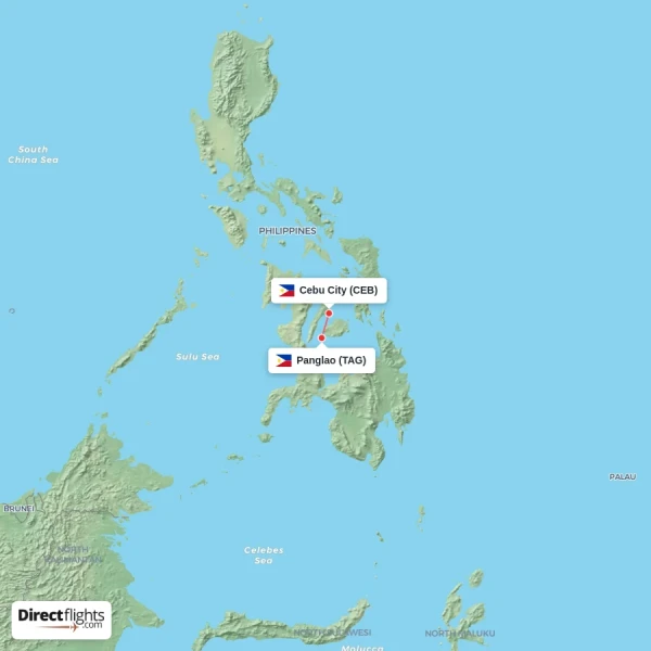 Cebu City - Panglao direct flight map