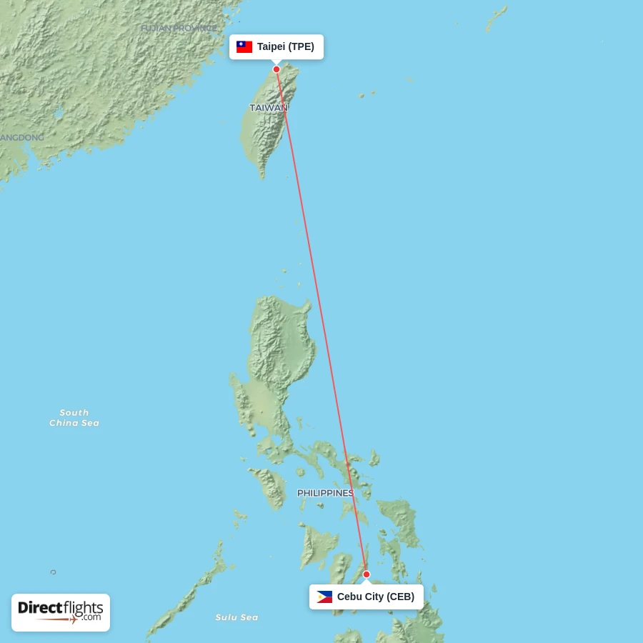CEB - TPE route map