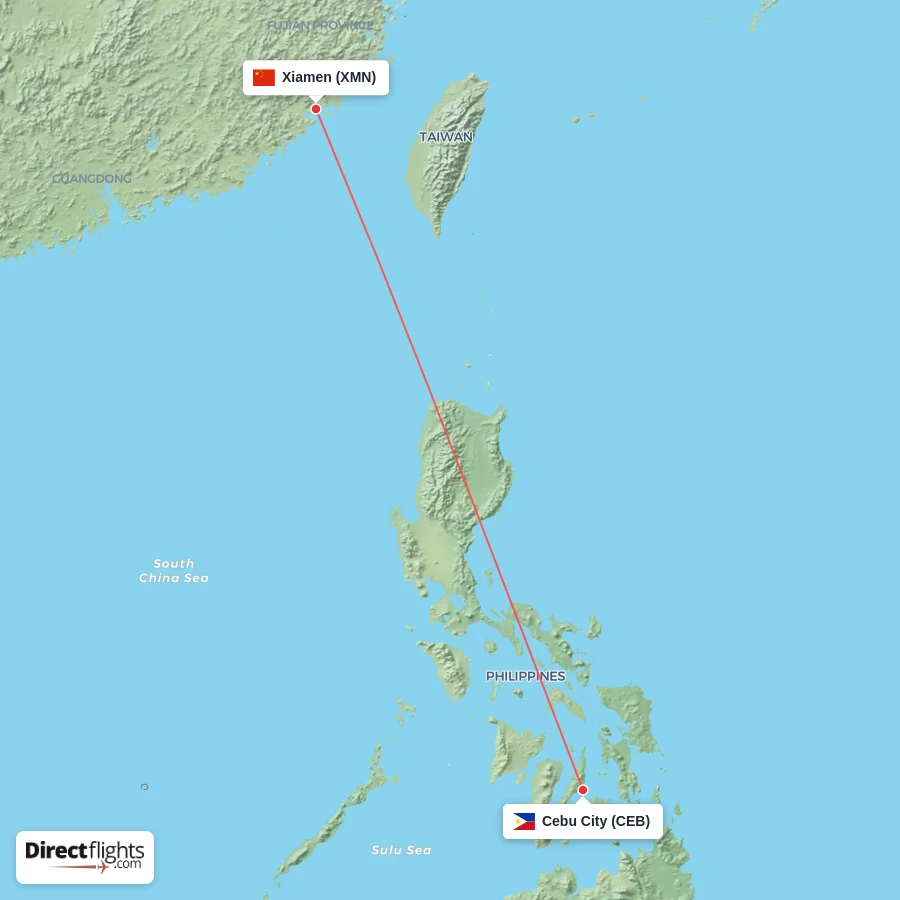 CEB - XMN route map