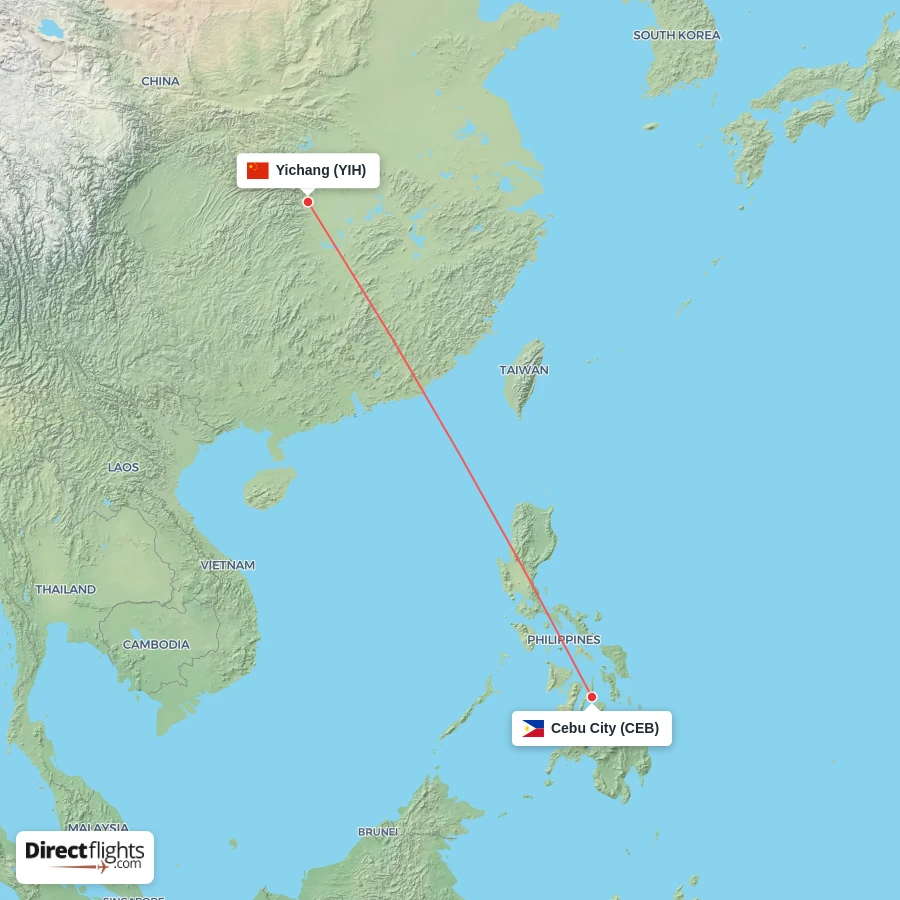 CEB - YIH route map