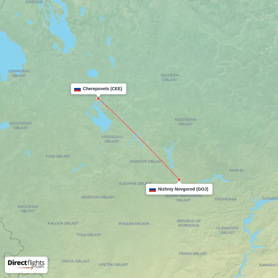 CEE - GOJ route map