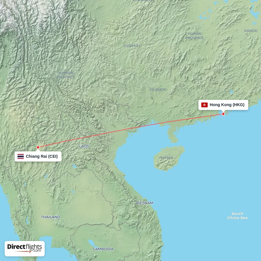 CEI - HKG route map