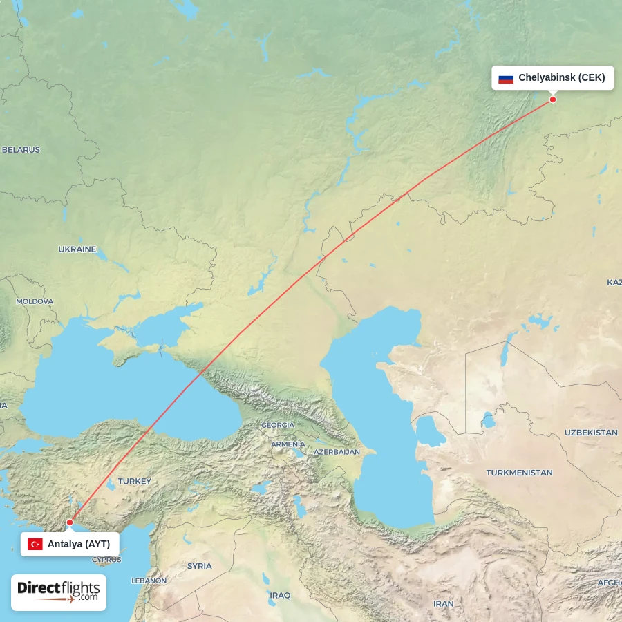 CEK - AYT route map