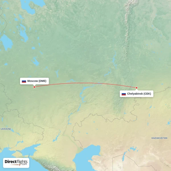 Chelyabinsk - Moscow direct flight map
