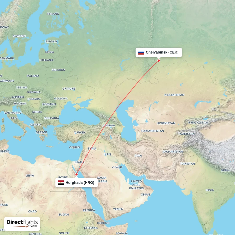 CEK - HRG route map