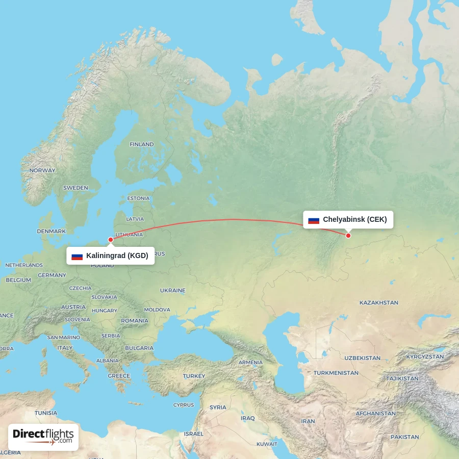 CEK - KGD route map