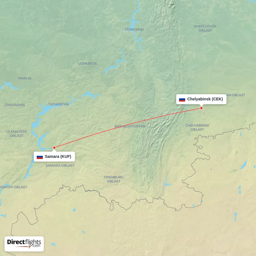 CEK - KUF route map
