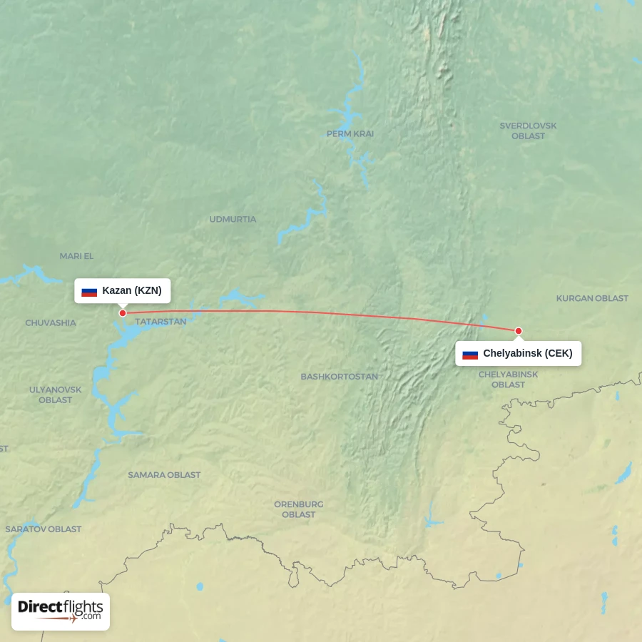 CEK - KZN route map