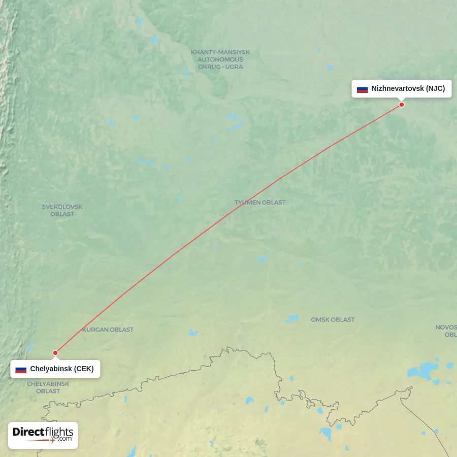 CEK - NJC route map
