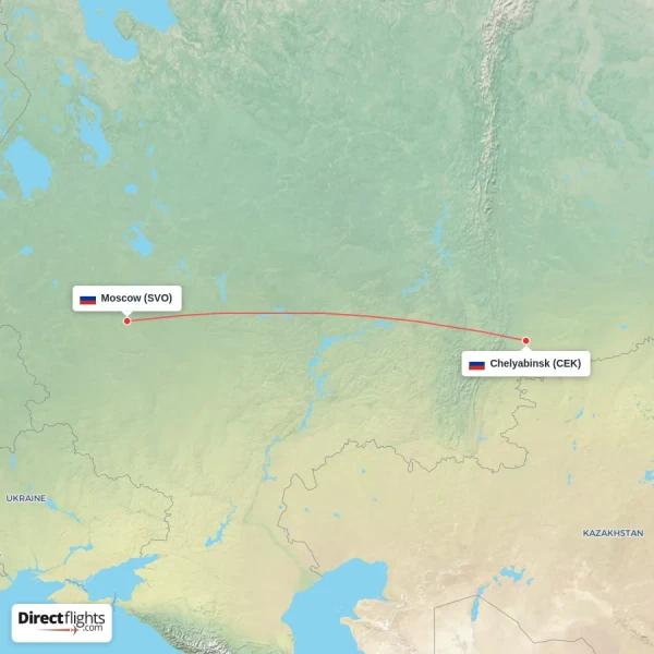 Chelyabinsk - Moscow direct flight map