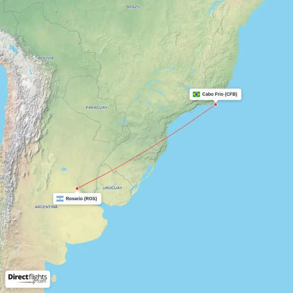 Cabo Frio - Rosario direct flight map