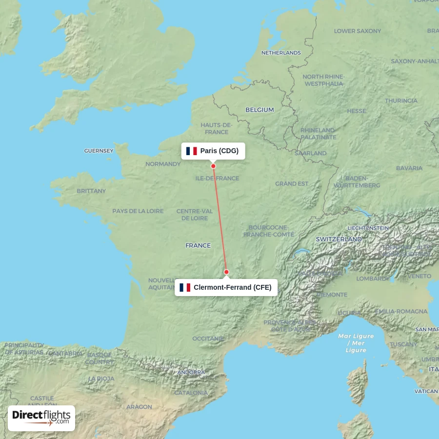 CFE - CDG route map