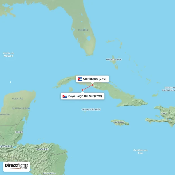Cienfuegos - Cayo Largo Del Sur direct flight map