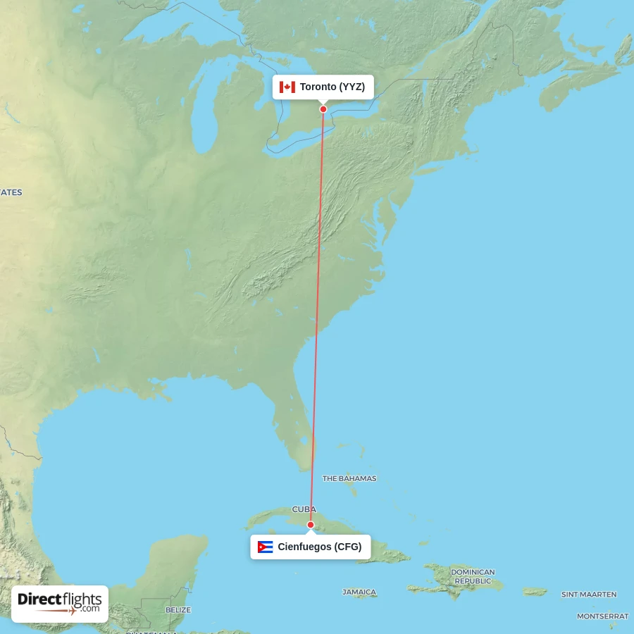 CFG - YYZ route map