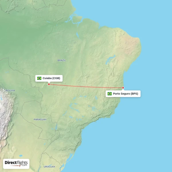 Cuiaba - Porto Seguro direct flight map