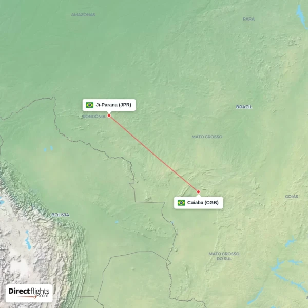 Cuiaba - Ji-Parana direct flight map