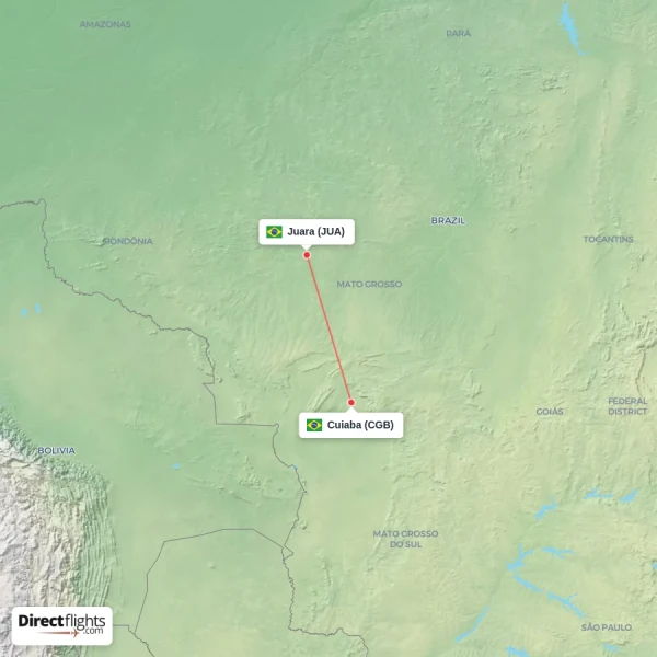 Cuiaba - Juara direct flight map