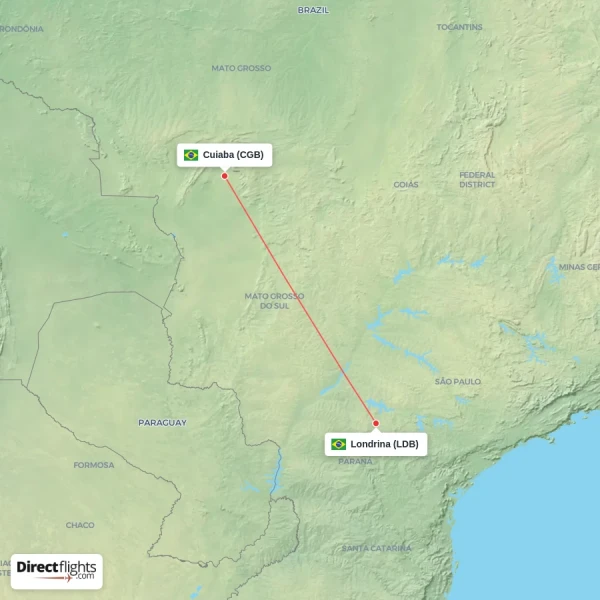 Cuiaba - Londrina direct flight map