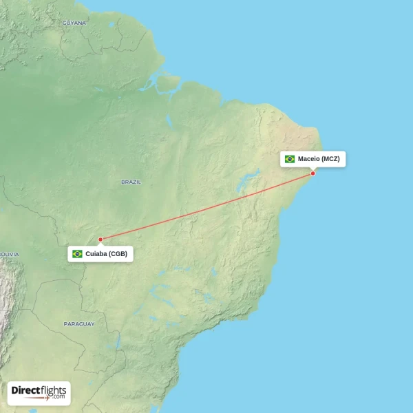 Cuiaba - Maceio direct flight map