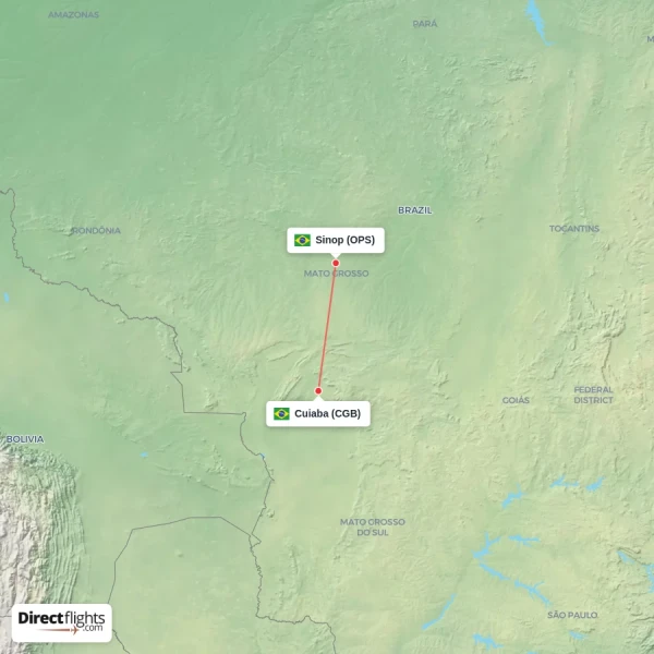 Cuiaba - Sinop direct flight map