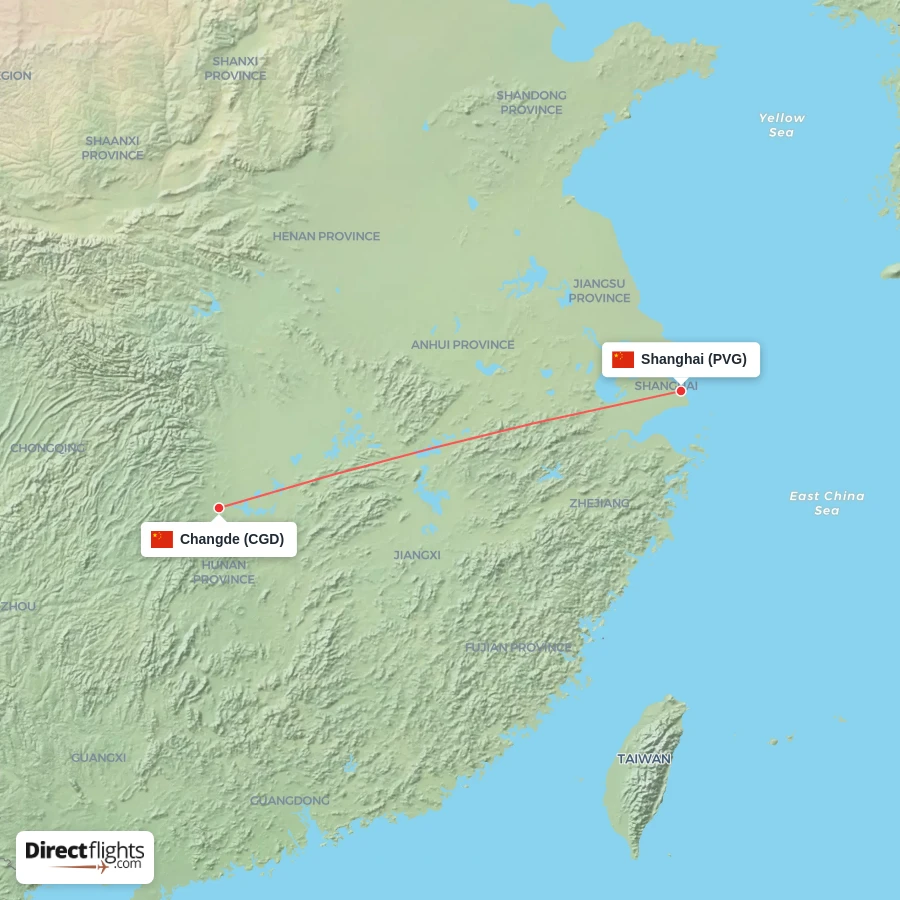 CGD - PVG route map