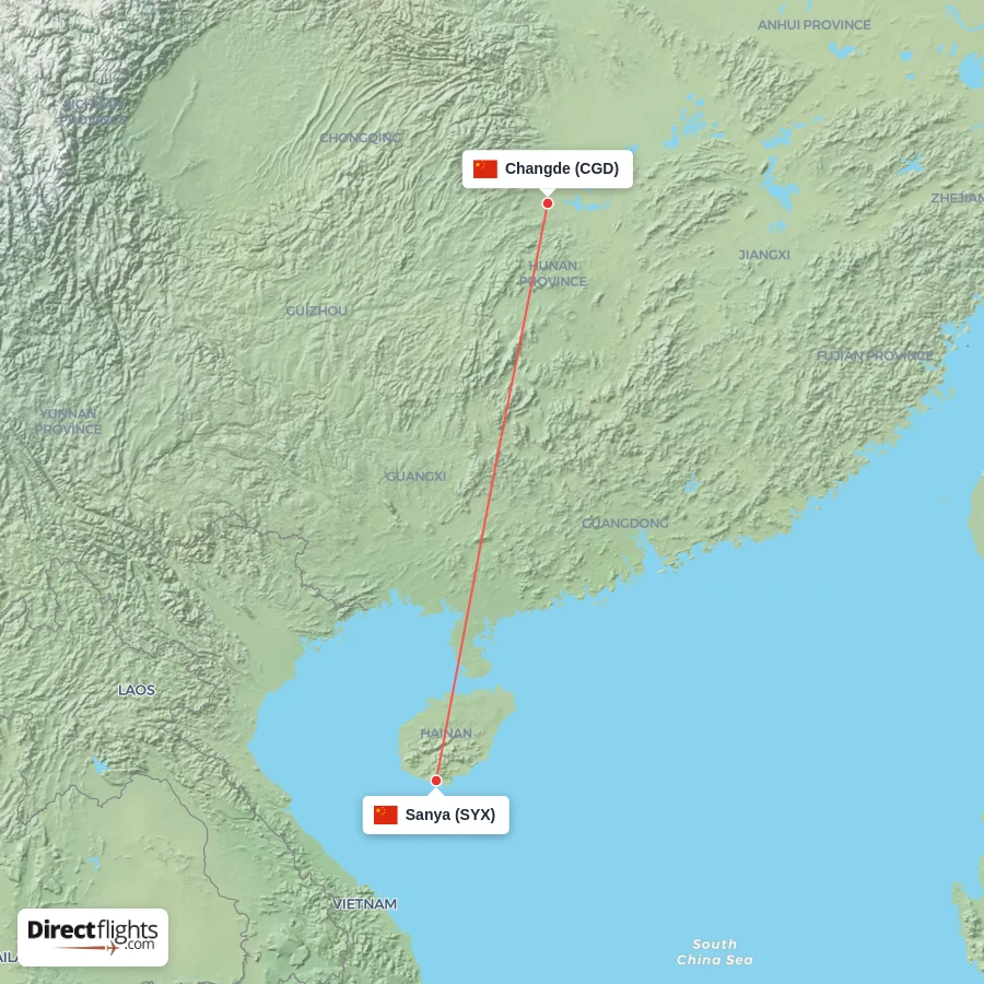 CGD - SYX route map