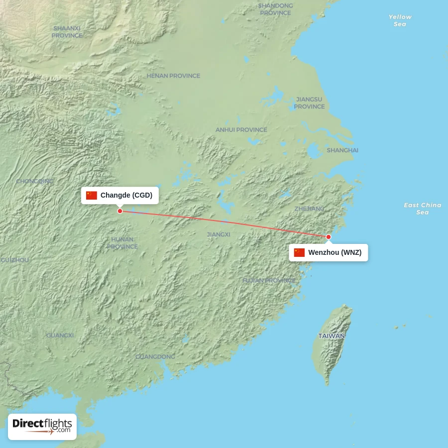 CGD - WNZ route map