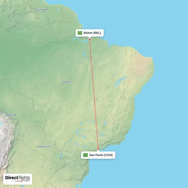 Sao Paulo - Belem direct flight map