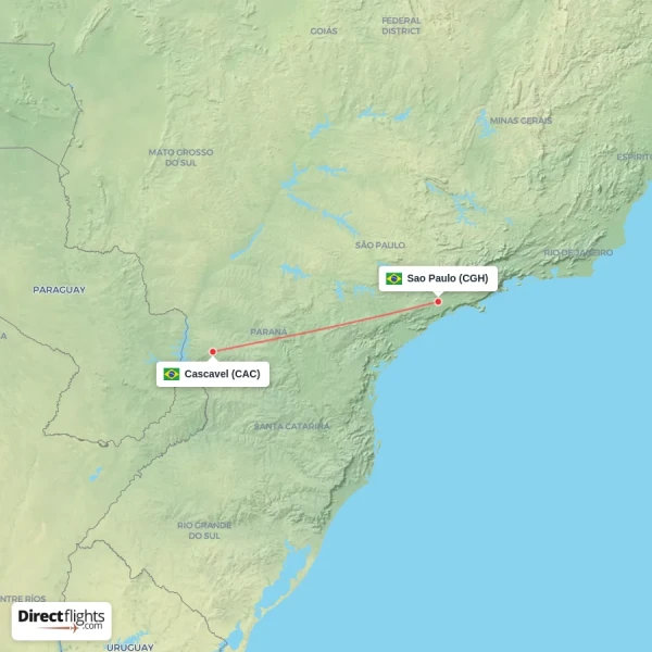 Sao Paulo - Cascavel direct flight map