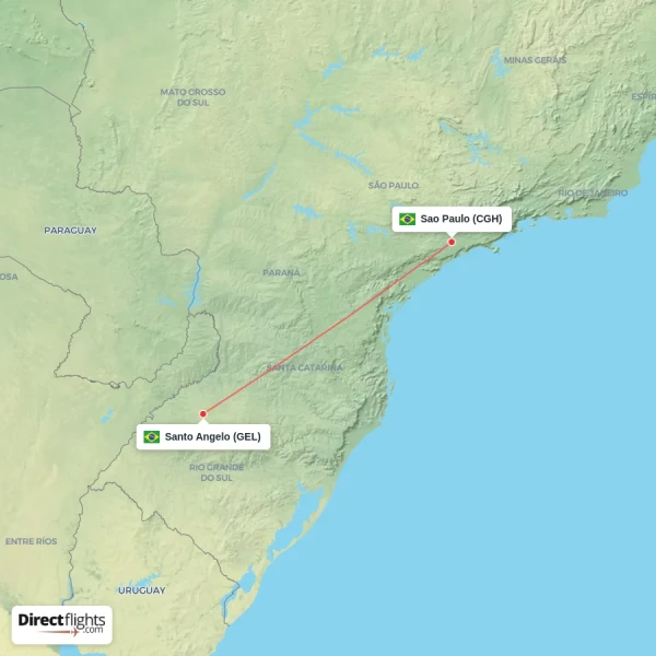 Sao Paulo - Santo Angelo direct flight map